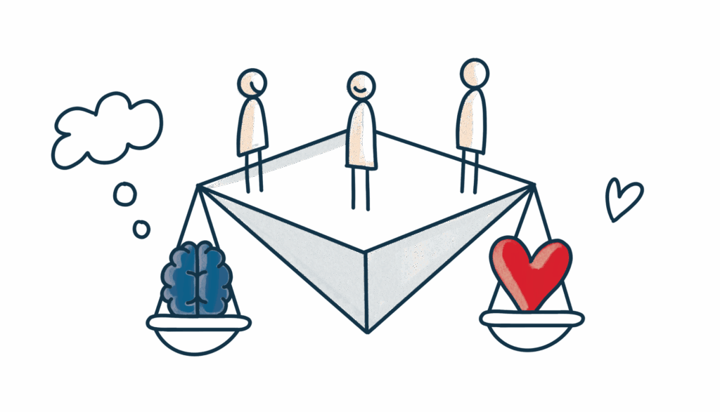 Waage - Verhältnis zwischen Emotionen und Effekten